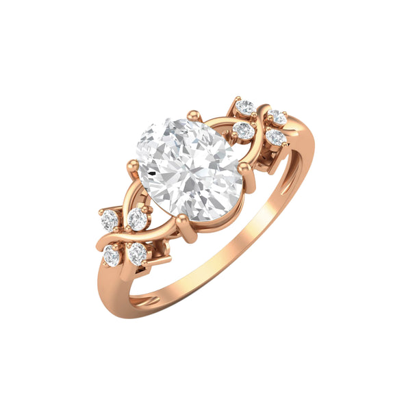 925 Sterling Silver 8X6 MM Oval Shape Moissanite Diamond Engagement Ring