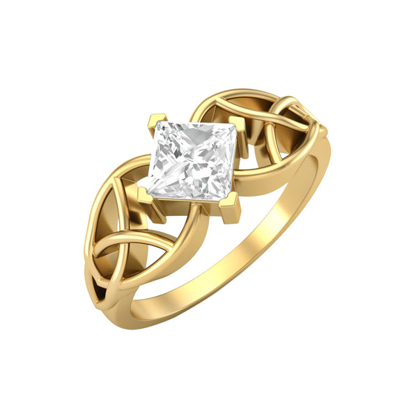 925 Sterling Silver Square 5mm Moissanite Diamond Celtic Women Engagement Ring