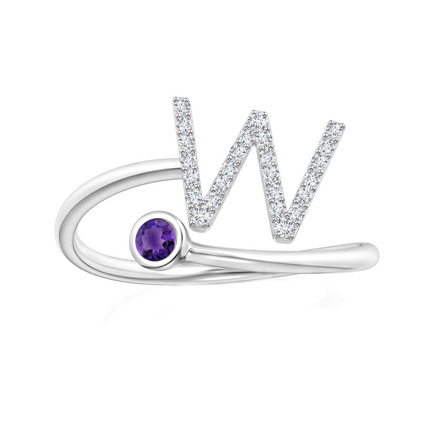 Initials Amethyst Alphabet Ring