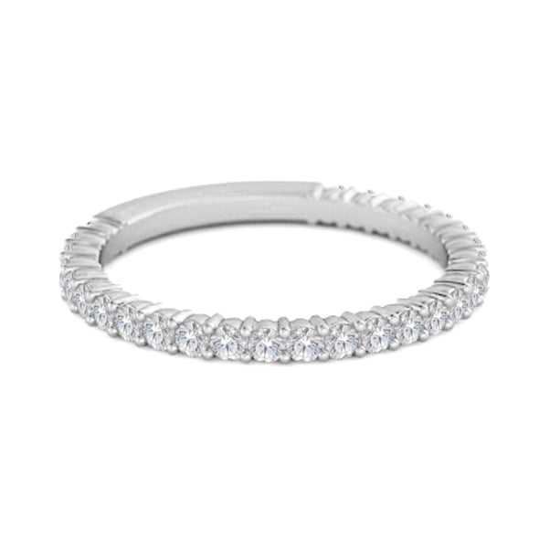925 Silver Thin Stacking  Ring Women Jewelry  0.60 Ct Moissanite Diamond Eternity Raquel