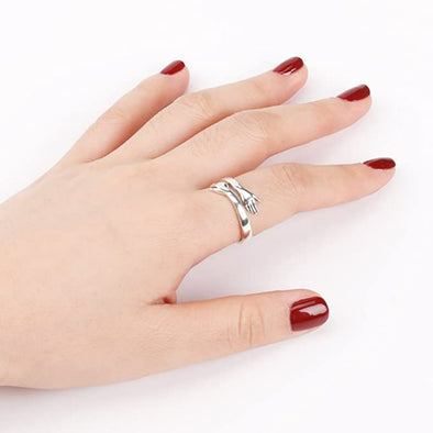 Sterling Silver Hug Ring for Women, Adjustable Ring